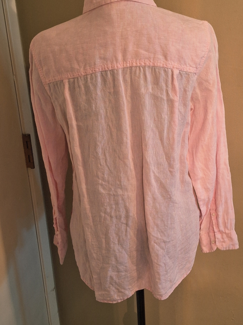 š©·Cute! Linen L.L. Bean Pastel Pink Women's Button-Down Shirt M Pet - Picture 5 of 15